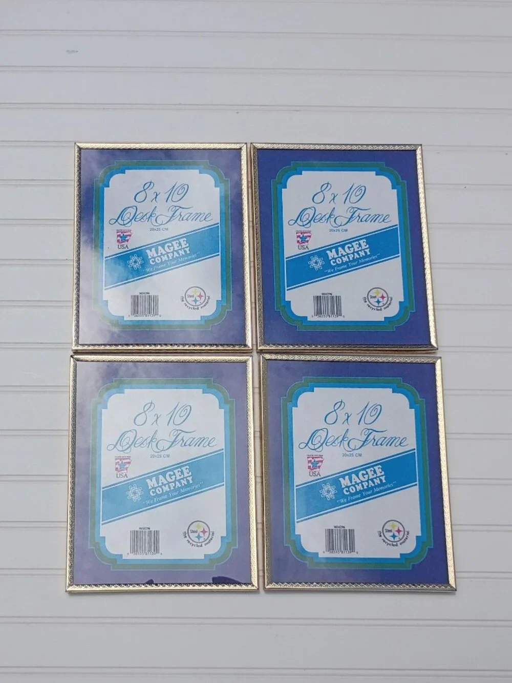 Lot of 4 Vintage Magee Company 8x10 Desk Picture Frames Gold Tone Metal USA Made